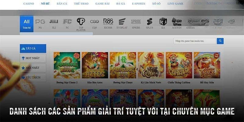 Nhiều tựa game hot cho khách hàng trải ngiệm